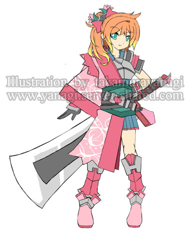 ギャル和風女剣士キャラデザイン
