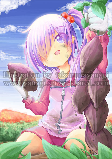 芋堀りをする女の子イラスト
