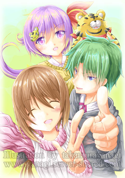 集合イラスト笑顔でピースイラスト