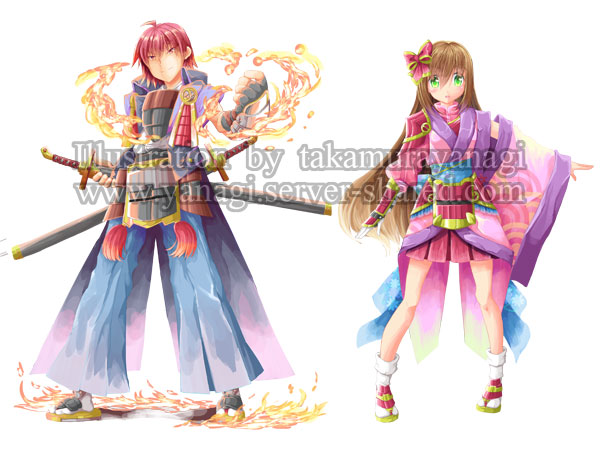 和風イラスト男女キャラデザイン