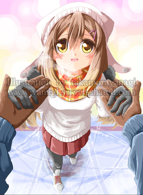 スケート練習中女の子イラスト